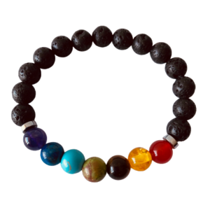 Pulsera piedra volcánica 7 chakras para aromaterapia